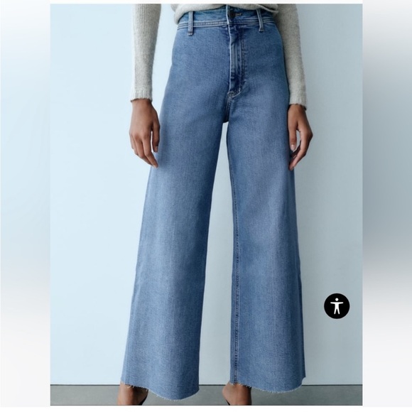 Zara Denim - Zara sailor marine straight jeans in light blue